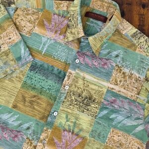 Tori Richard Honolulu Mens Shirt Short Sleeve Button Up Green Patterned Sz Small